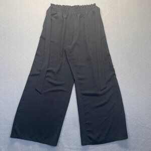 Women’s Modern Fit Pull On Black Casual Pants Size Large Pockets,Elastic Waist